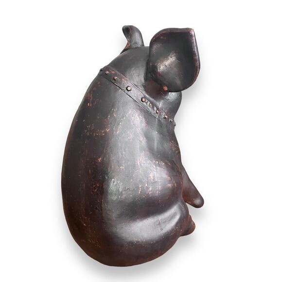 Curious Pig Heavy Resin Medium Statue Sculpture Rustic Farmhouse Decor 11 In. - Picture 4 of 8